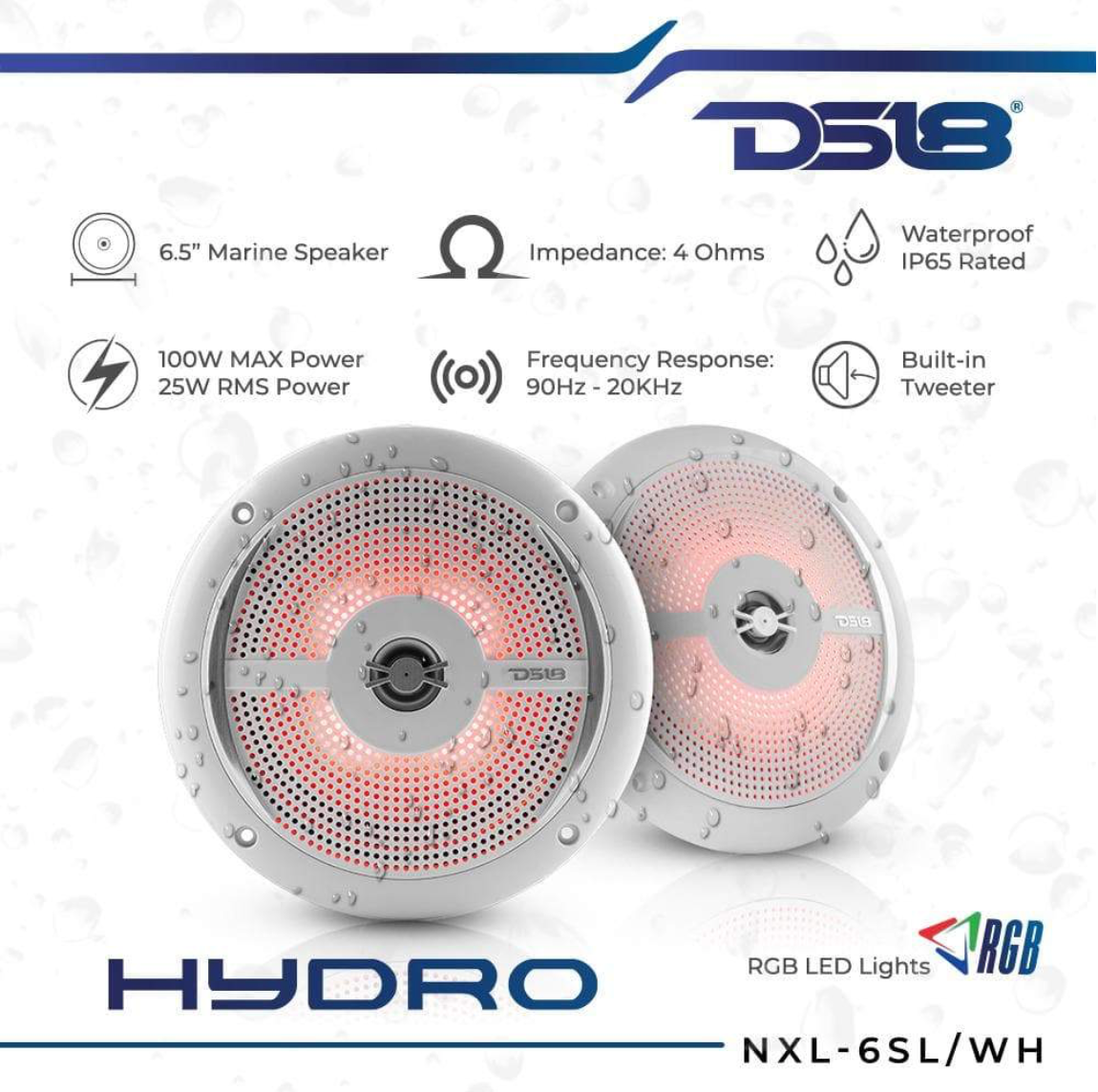 DS18 Hydro NXL-6SL |  200 Watts 2-Way Slim Marine Speakers