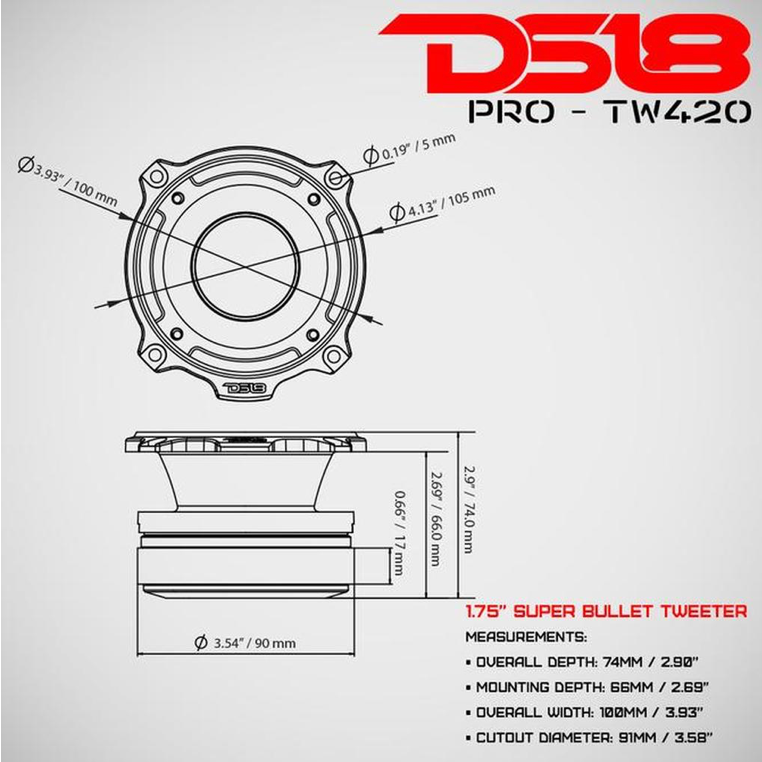 DS18 Pro-TW420 1.75" Aluminum Super Tweeter